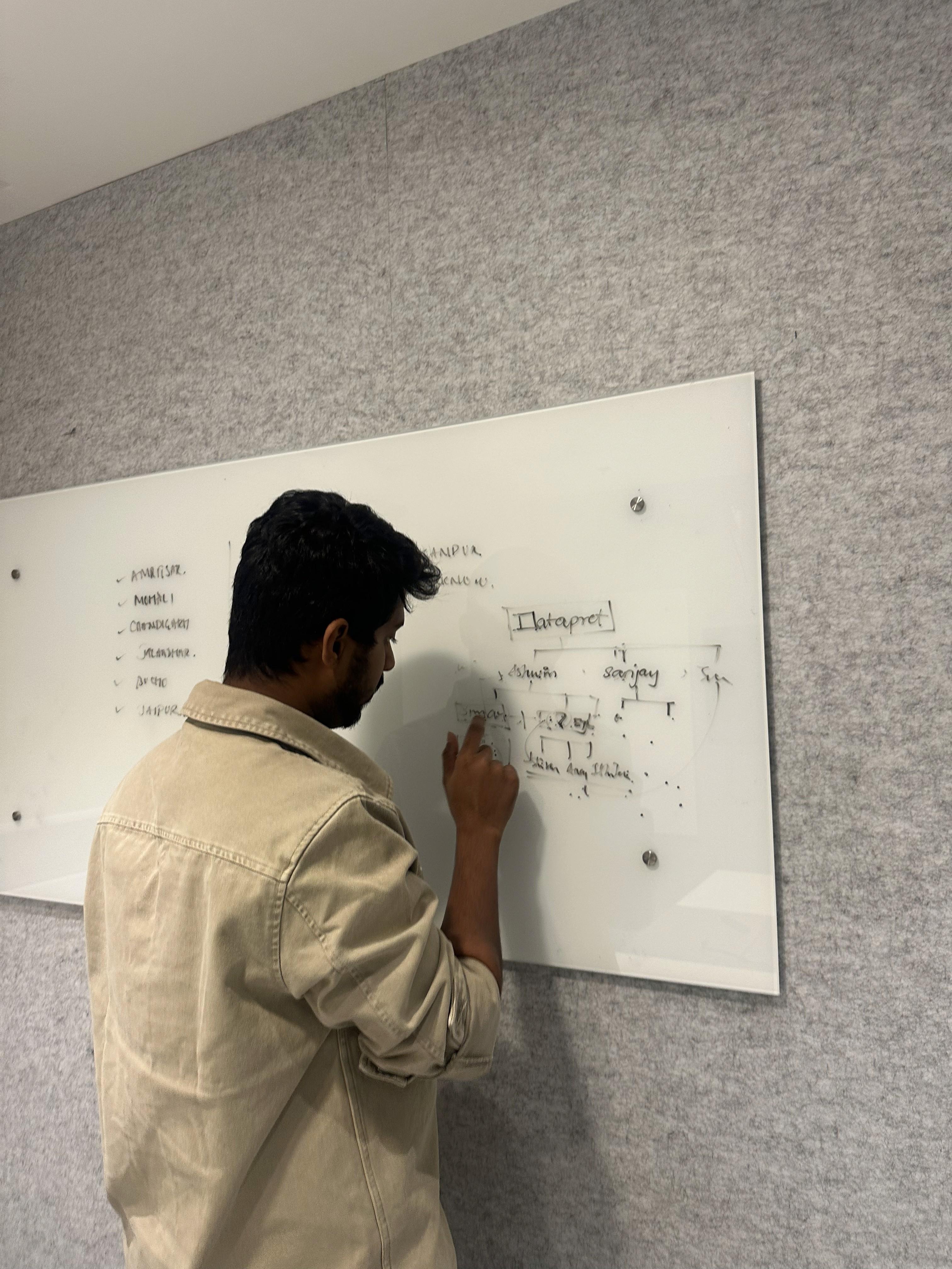 Sketching the Datapret architecture on a whiteboard